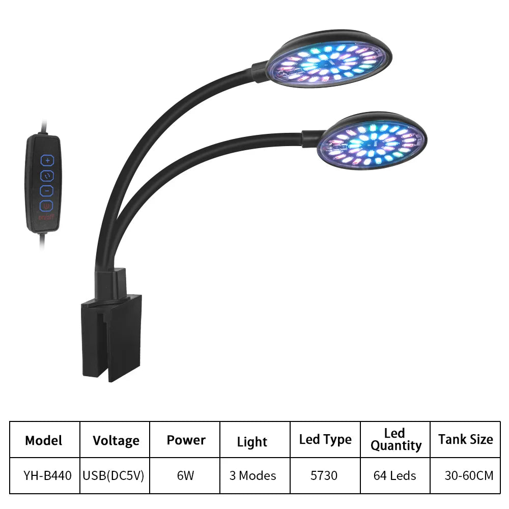 LED Aquarium Light Full Spectrum Suitable For 7.87in-23.62in Aquarium Light Freshwater Light Multiple Modes And Colors