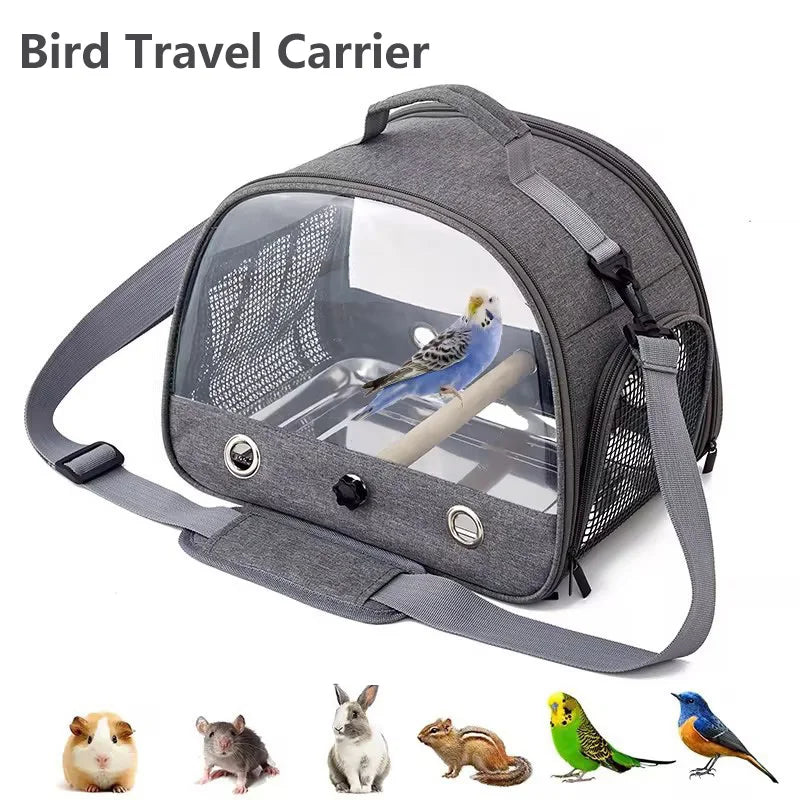 Bird Travel Carrier Portable Transport Bird Cage With Stainless Steel Tray Small Pet Multi-functional Parrot Bird Bag Outdoor