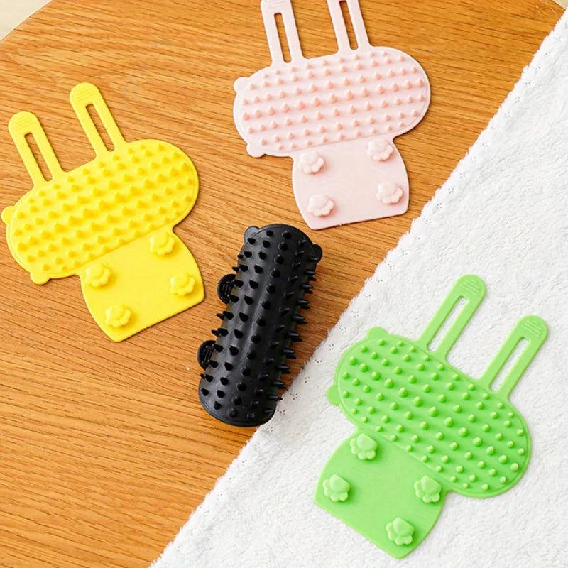 Silicone Cat Beauty Brush - Self-Cleaning Pet Massage Comb for Interactive Game Hair Removal Tool Furniture Leg Design