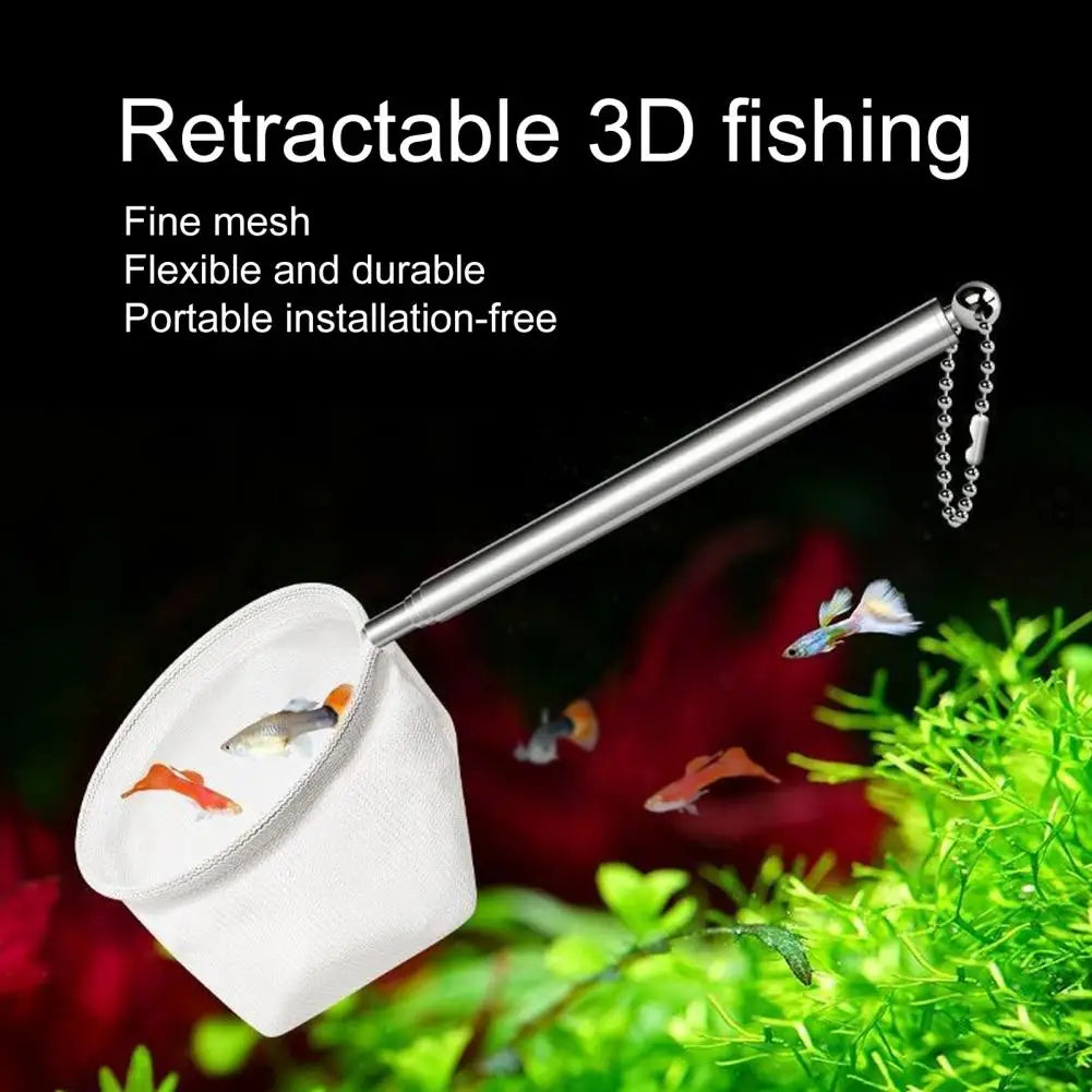 Mini Fishing Net Aquarium Fishing Mesh Telescopic Fish Landing Net Long Handle Fish Tank Fishing Net Deep Mesh Bag Fish Tank