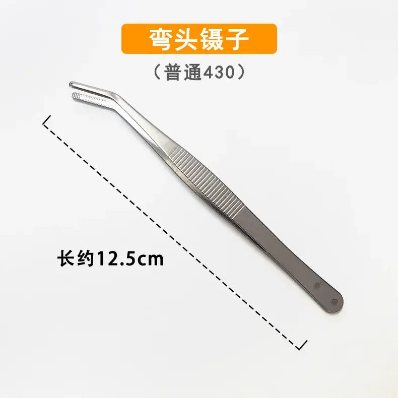 Stainless Multifuctional Steel Elbow Tweezers Aquarium Clip Long Tongs Medical Tweezers Forceps Pet Feeding Tools Non-slip