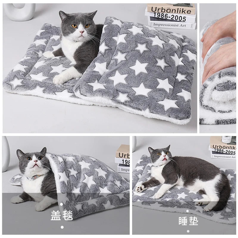 Flannel Pet Sleeping Mat Dog Bed Cat Litter Puppy Bed Dog Sofa Lovely Mattress Cushion for Small Large Dog Blanket Pet Supplies