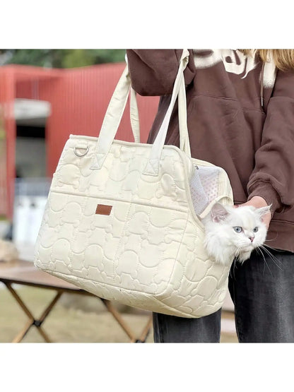 Pet cat dog tote bag, no escape, portable, multifunctional, large capacity, breathable, horizontal bag, portable soft bag zwq