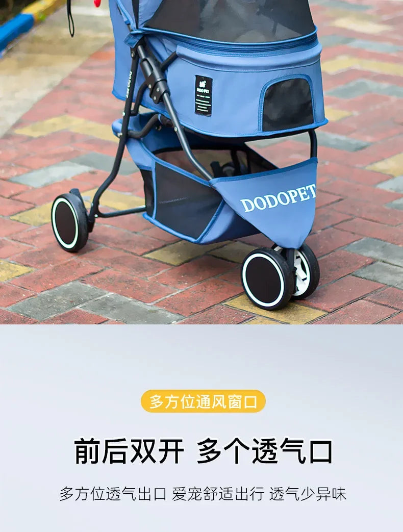 Small and Medium Sized High Landscape Pet Stroller One Click Folding Outdoor Dog Walking Cart Stylish and Breathable Tricycle