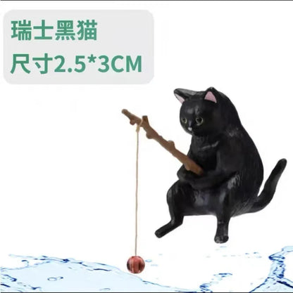 釣魚貓汽車內裝裝飾可愛樹脂帶管眼鏡汽車後視鏡掛件出風口車載飾品