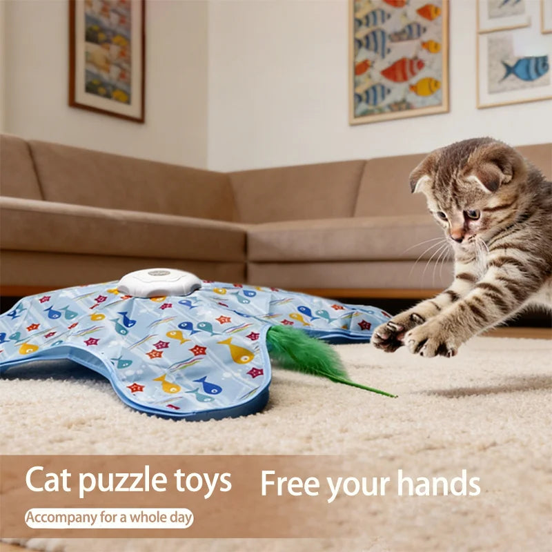 Cat Hunting Hood Toy Automatic Turntable Cat Teasing Stick Pet Game Hood Cat Interactive Hidden Hood Toy Consumes Cat Power