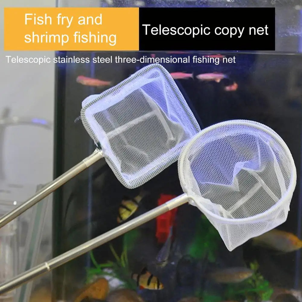 Mini Fishing Net Aquarium Fishing Mesh Telescopic Fish Landing Net Long Handle Fish Tank Fishing Net Deep Mesh Bag Fish Tank