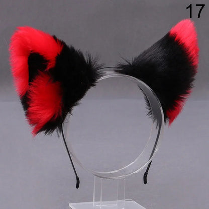 Fox Cat Ear Plush Hair Hoops Cosplay Fluffy Plush Hairband Headband Women Girl Masquerade Party Headwear Hair Accessories