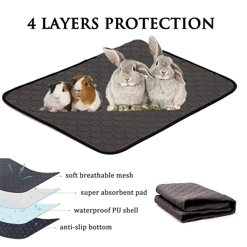 Rabbit Guinea Pig Cage Liner Small Pet Items Waterproof Anti Slip Bedding Mat Highly Absorbent Pee Pad for Hamsters Accessories