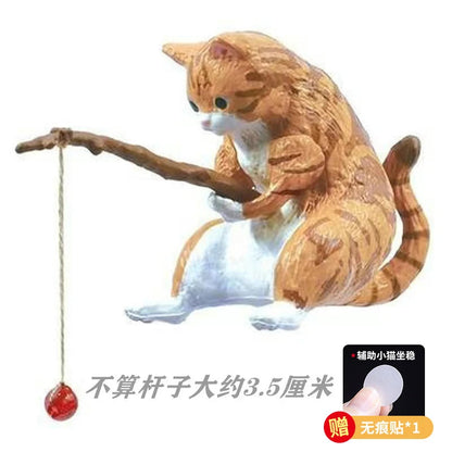 釣魚貓汽車內裝裝飾可愛樹脂帶管眼鏡汽車後視鏡掛件出風口車載飾品