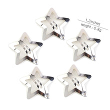 Petshomesupplies 10/100Pcs Silver Star Hair Clips for Girls Filigree Star Metal Snap Clip Hairpins Barrettes Hair jewelry Nickle Free Lead Free