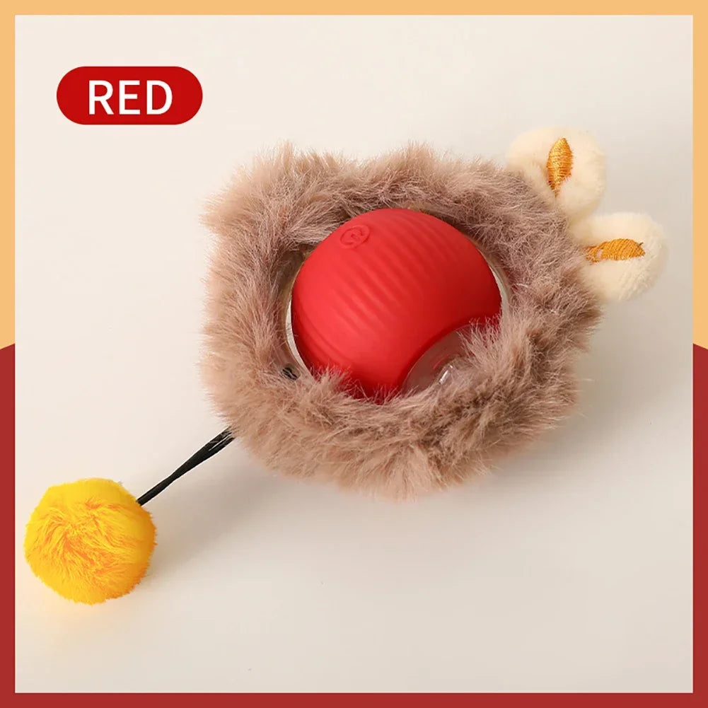 Cat Interactive Ball Toys Automatic Rolling Ball Faux Tail Rechargeable Smart Pet Electric Toy Dog Cat Training Imitate Mouse