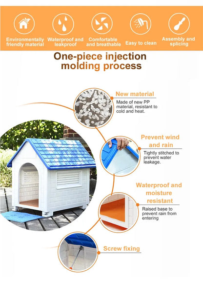 Luxury Plastic Outdoor Dog House for Small to Medium Pets