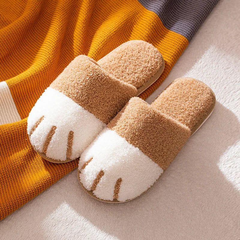 Pallene Winter Plush Slippers For Women Warm Cute Cat Paw Designer House Fur Slippers Indoor Bedroom Lovers Indoor Fluffy Shoes