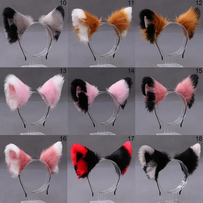 Fox Cat Ear Plush Hair Hoops Cosplay Fluffy Plush Hairband Headband Women Girl Masquerade Party Headwear Hair Accessories
