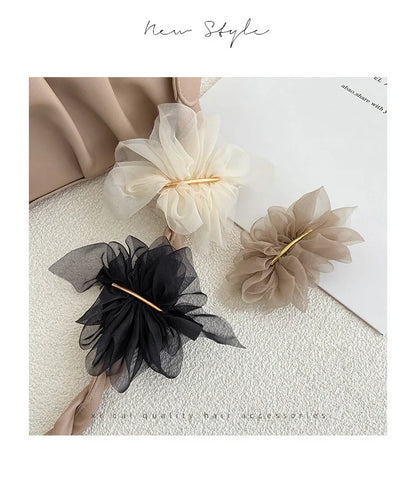Fashionable Feminine Chiffon Hairpins Super Fairy Girls High Ponytail Spring Clips Spring Summer Duckbill Clips Hair Accessories