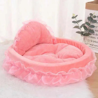 Cute Bow Lace Dog Bed Small Puppy Mattresses Sleeping Mat On The Floor Warm Mat Detachable Pet Dog Basket Pet Beds Furnitures