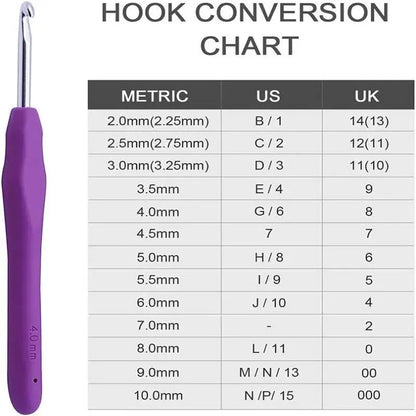 BUDDUR Multicolor Crochet Hooks Kit With Stitch Marker And Pencil Case For Cotton Yarn Knitting DIY Handmade Craft ToolsSet