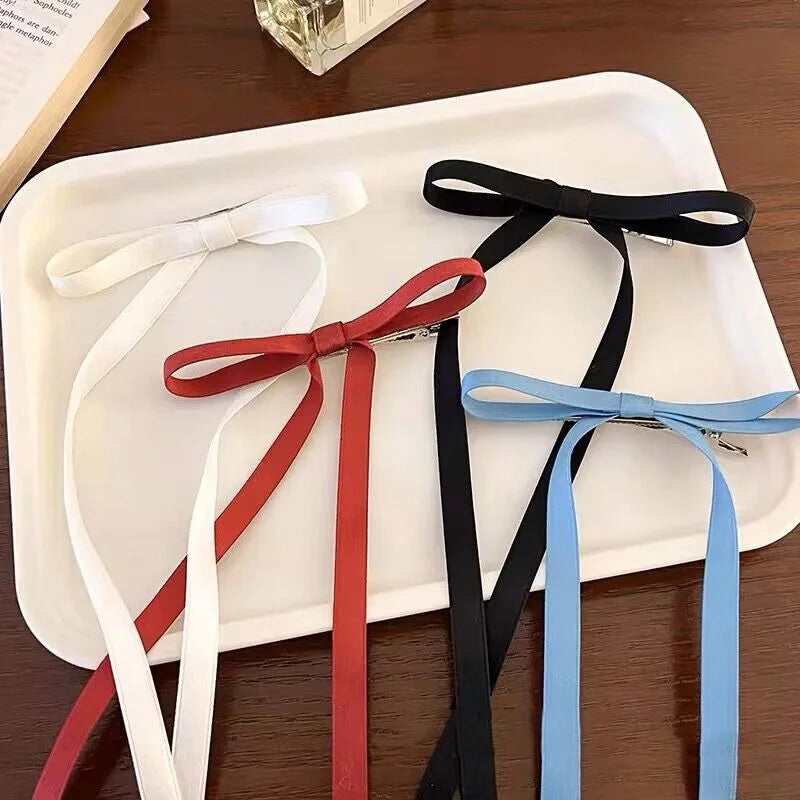 Vintage Large Velvet Bow Hair Clip Trend Long Ribbon Hairpins Barrettes Headband For Women Girl Hair Accessories Wedding Jewelry