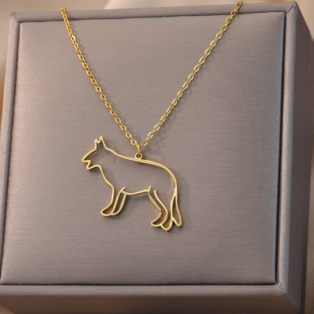 Stainless Steel Dog Necklaces For Women Men Gold Color Pet Animal Pendant Necklace Jewelry Male Female Fashion Neck Chain Gift