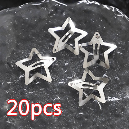 Petshomesupplies 10/100Pcs Silver Star Hair Clips for Girls Filigree Star Metal Snap Clip Hairpins Barrettes Hair jewelry Nickle Free Lead Free