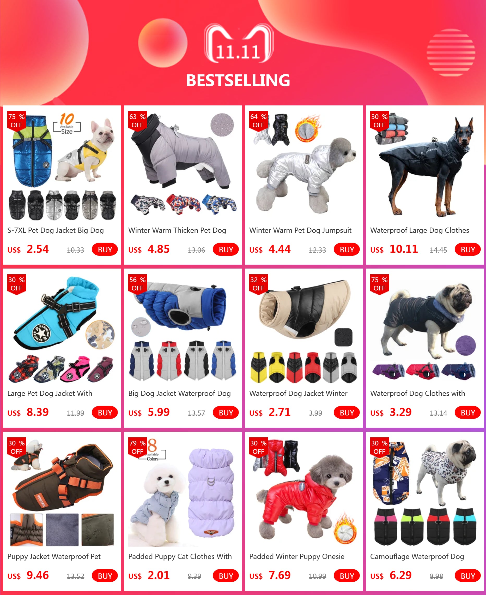 Winter Warm Thicken Pet Dog Jacket Waterproof Dog Clothes for Small Medium Dogs Puppy Coat Chihuahua French Bulldog Pug Clothing