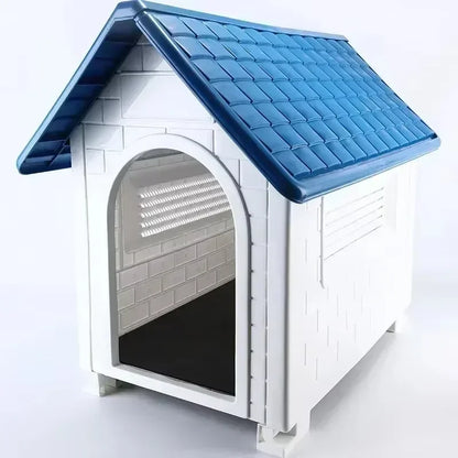 Outdoor Plastic Dog Kennel – Rainproof, Ventilated, Detachable