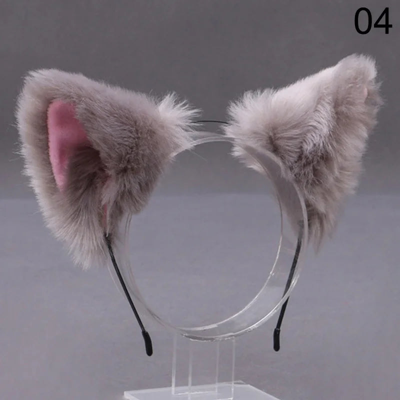 Fox Cat Ear Plush Hair Hoops Cosplay Fluffy Plush Hairband Headband Women Girl Masquerade Party Headwear Hair Accessories