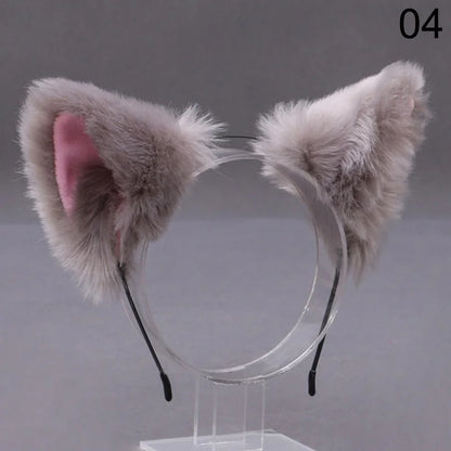 Fox Cat Ear Plush Hair Hoops Cosplay Fluffy Plush Hairband Headband Women Girl Masquerade Party Headwear Hair Accessories