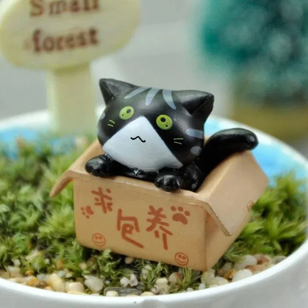 Kawaii Mini Cat Ornament Garden kitten statue Gift For Kids Children Baby Room Decoration Toy