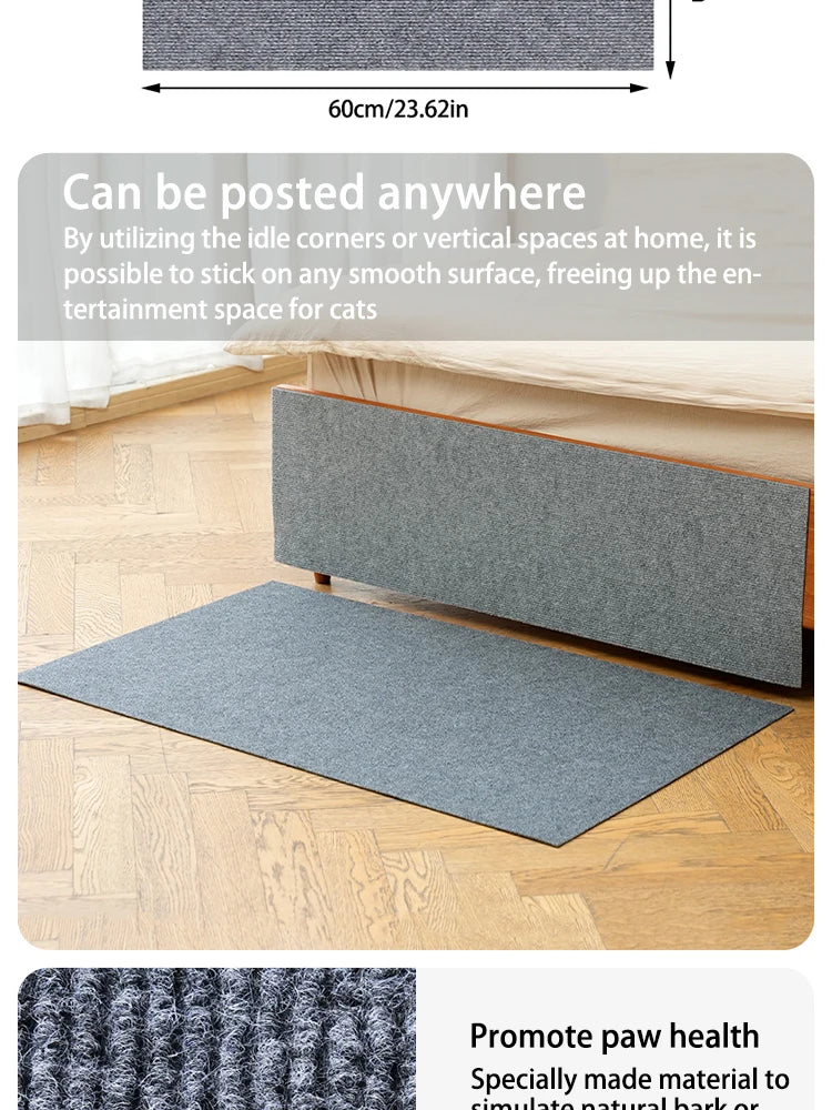 Trimmable Self-Adhesive Cat Scratch Mat Protect Your Furniture and Walls from Scratching