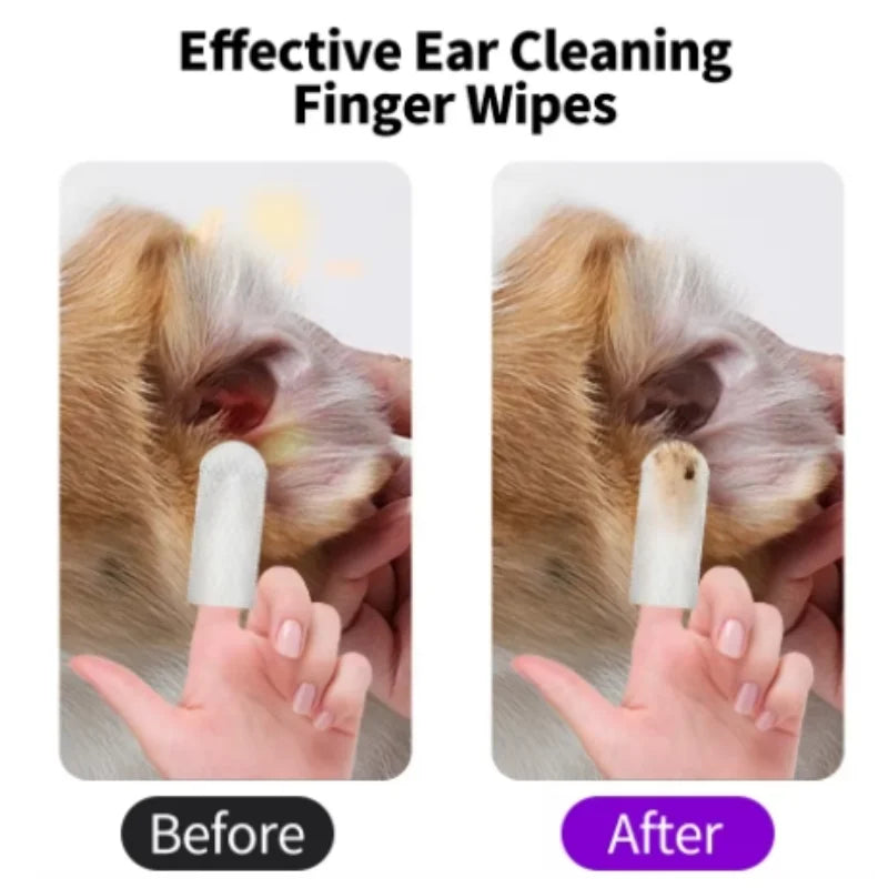 Pet Ear Cleaning Wipes Disposable Ear Care Finger Cover Convenient And Dirty Hand Ear Mite Ear Mite And Dogs Cleaning Wipes