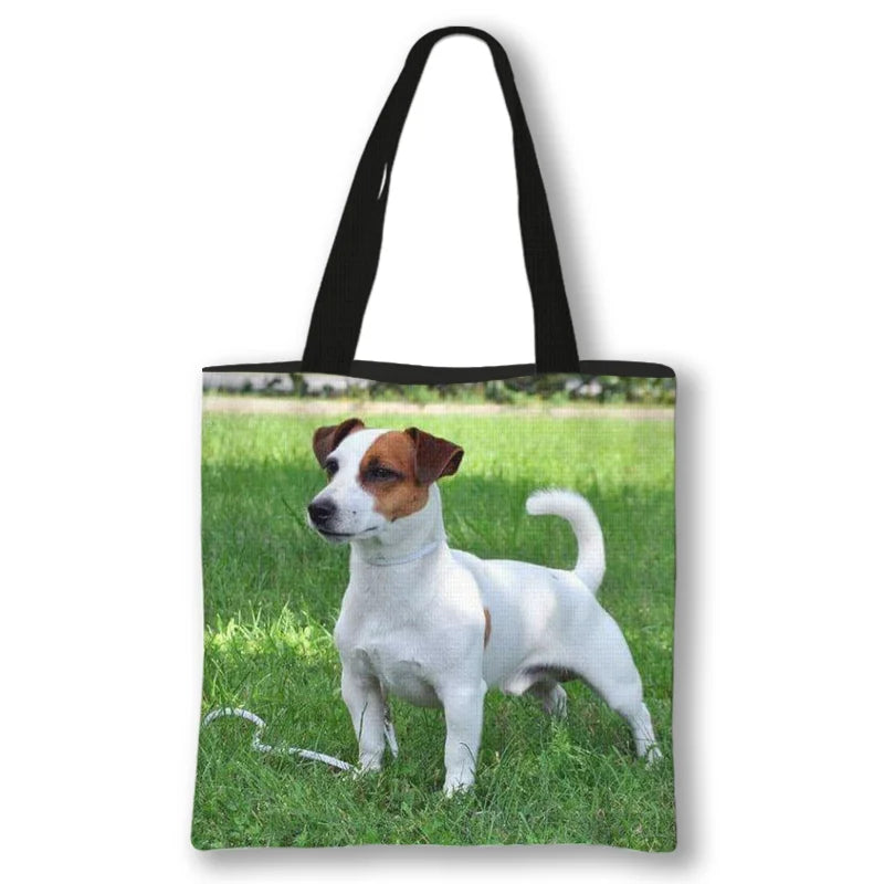 Jack Russell Terrier Women Tote Bag Labrador Print Pets Dog Student Casual Daily Use Single Handbags Portable Shoulder Bag Gift