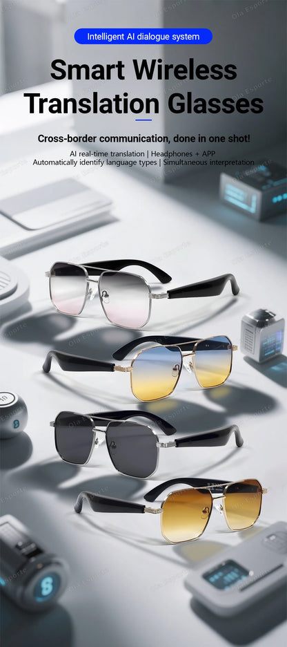 2025 AI Smart Glasses Pro Real-Time 17 Language Translator Bluetooth 5.4 HD Call UV400 Sunglasses Touch Remote Camera For Xiaomi