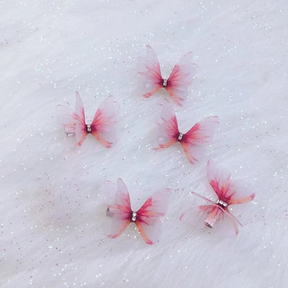 5PCS New Cute Princess Mesh Double-layer Butterfly Lovely Girls Hairpins Children Headwear Hairgrip Hair Clips Hair Accessories
