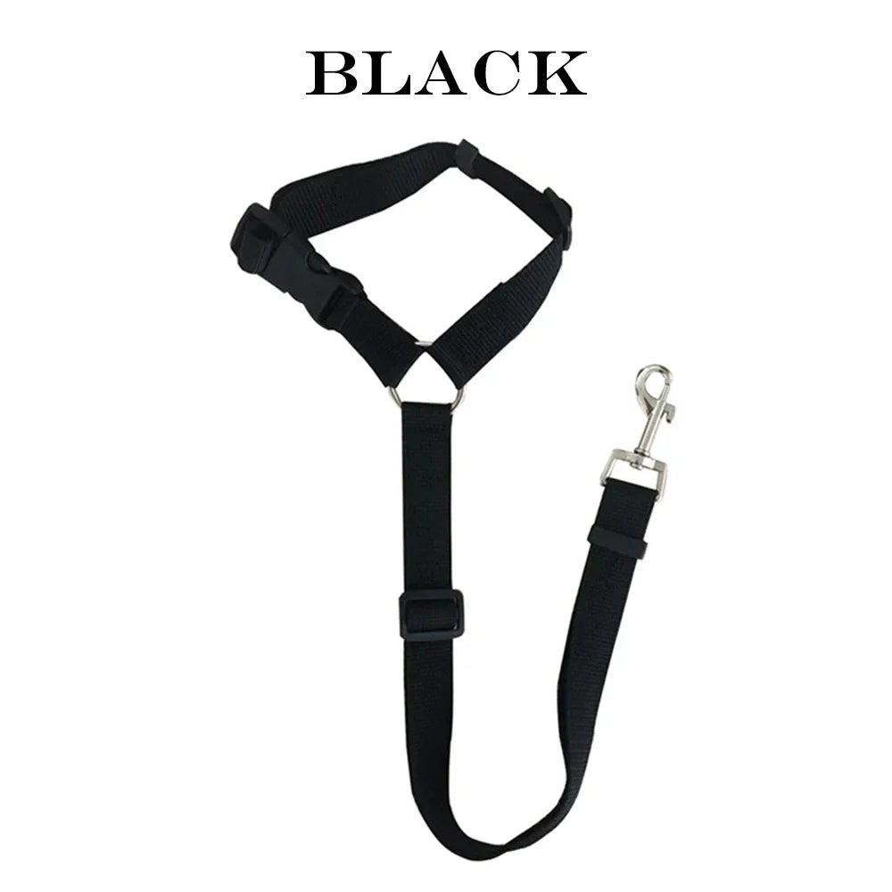 Solid Color Two-in-one Pet Car Seat Belt Nylon Lead Leash Backseat Safety Belt Adjustable Dogs Harness Collar Pet Accessories