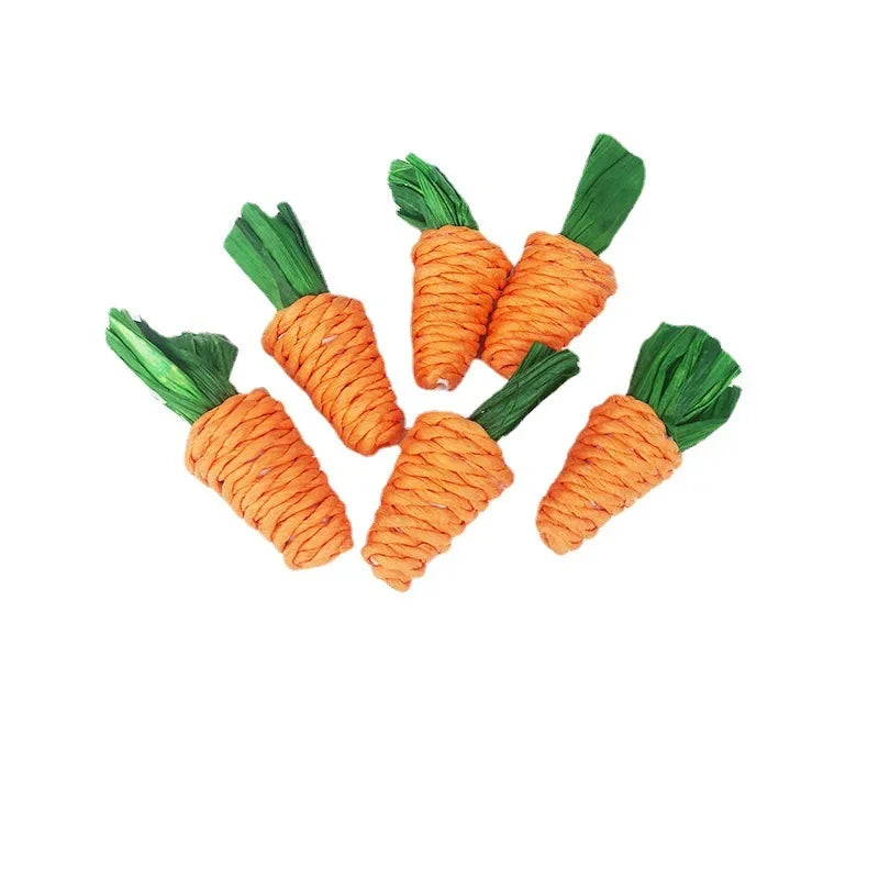 Hamster Rabbit Chew Toy Bite Grind Teeth Toys Corn Carrot Woven Balls for Tooth Cleaning Radish Molar Toys Pet Supplies 1pc