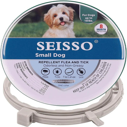 SEISSO Antiparasitic Collar for Dogs 8 Months of Protection Collar Protects Dogs and Cats from Fleas  Lice Mosquitoes Larvae