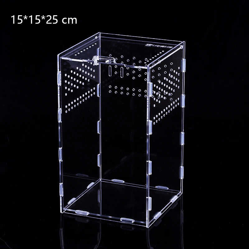 Acrylic Transparent Reptile Terrarium Breeding Box Turtle Cage Nano Arboreal Tarantula Enclosure Dearded Dragon Reptiles Habitat