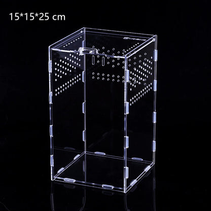 Acrylic Transparent Reptile Terrarium Breeding Box Turtle Cage Nano Arboreal Tarantula Enclosure Dearded Dragon Reptiles Habitat