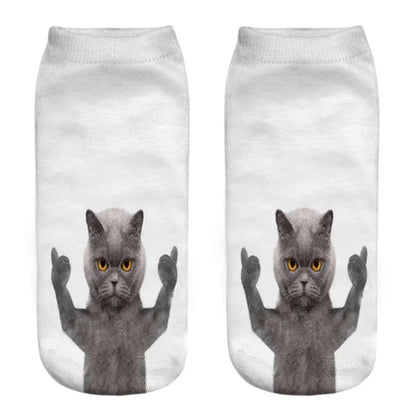 New 3D Print Funny Cute Cartoon Kitten Unisex Creative Colorful Multiple Cat Face Happy Low Ankle Socks For Women Dropship