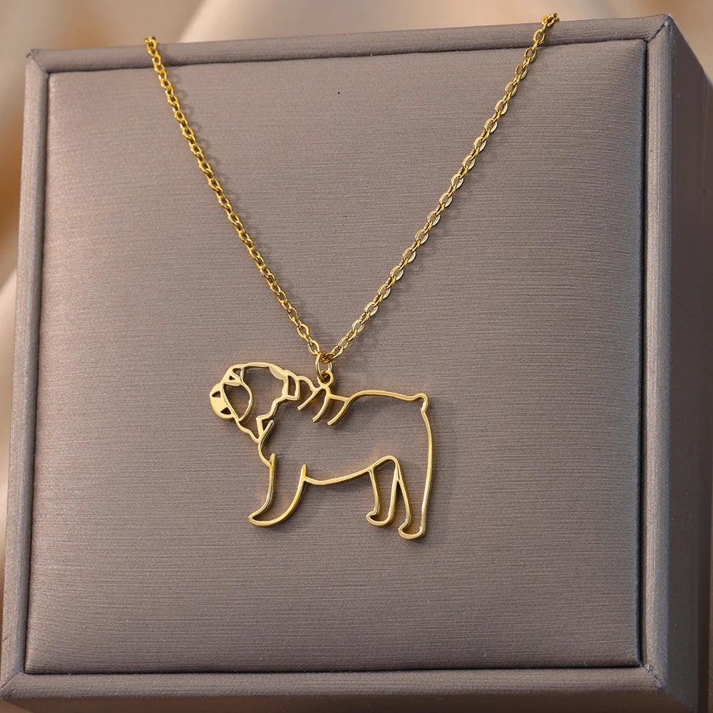 Stainless Steel Dog Necklaces For Women Men Gold Color Pet Animal Pendant Necklace Jewelry Male Female Fashion Neck Chain Gift