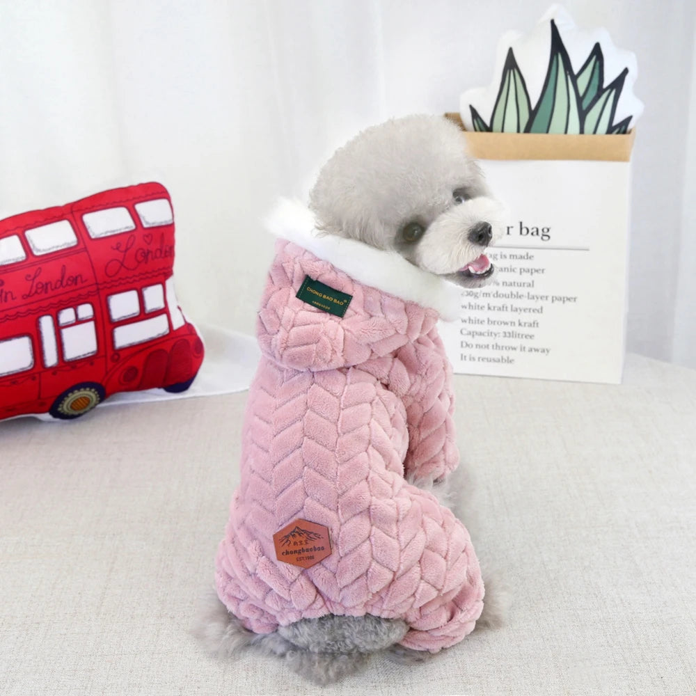 Winter Pet Dog Clothes Thicker Polyester Cotton Coat Jumpsuit Four-legged Down Jacket For French Bulldog Puppy Chihuahua