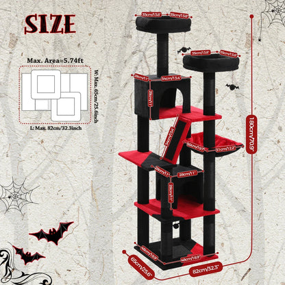 Large Cat Tree Tall Cat Tower for Indoor Cats Multi-Level Plush Cat Condo with Scratching Posts Scratching Boards Perches Caves