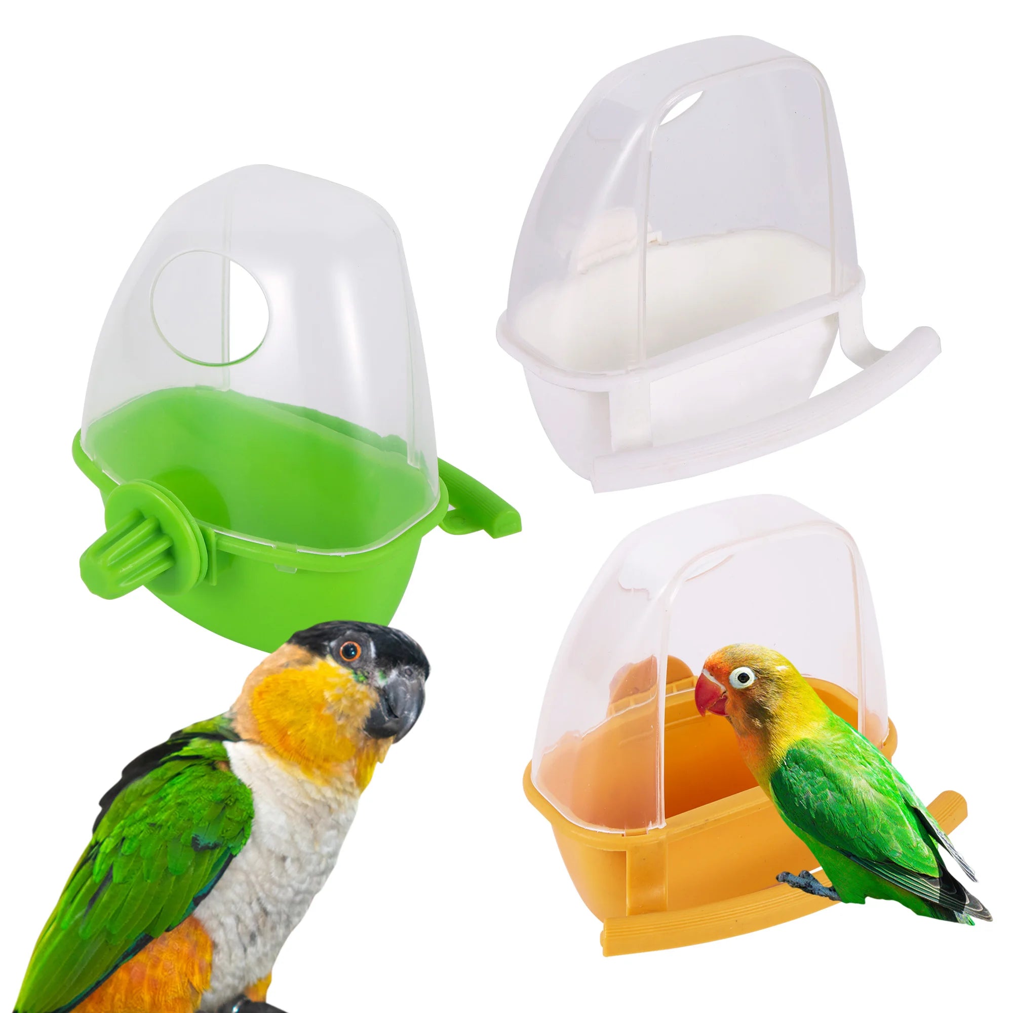 Bird Cage Feeder Parrot Birds Water Hanging Bowl Parakeet Feeder Box Pet Cage Plastic Food Container Bird Supplies 1 Pcs