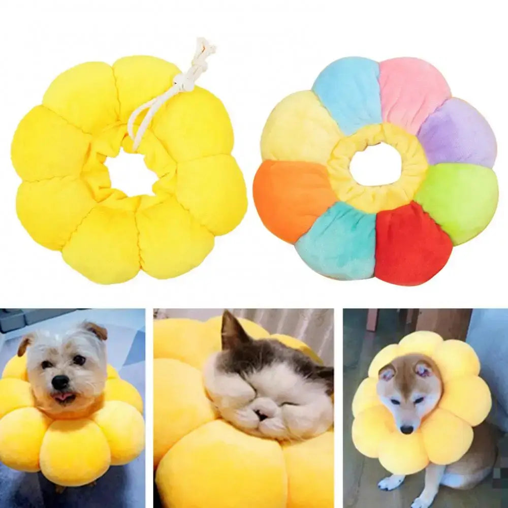 Adjustable Collar Sunflower Shape Cat Dog Circle Dog Neck Recovery Cone Collar Pet Protective Collar Elizabeth Circle