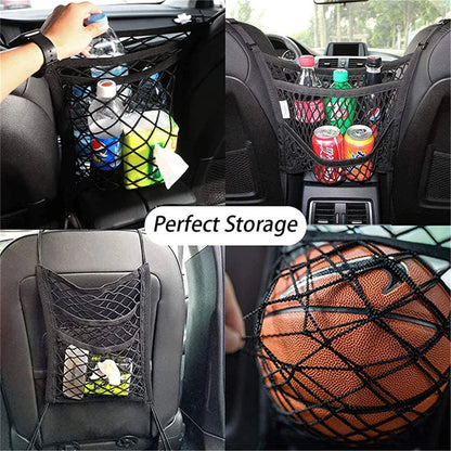 Dog Car Net Barrier Pet Travel Safety Barrier Car Carrier Rear Seat Fence Anti-collision for Child and Pets with Storage Bag