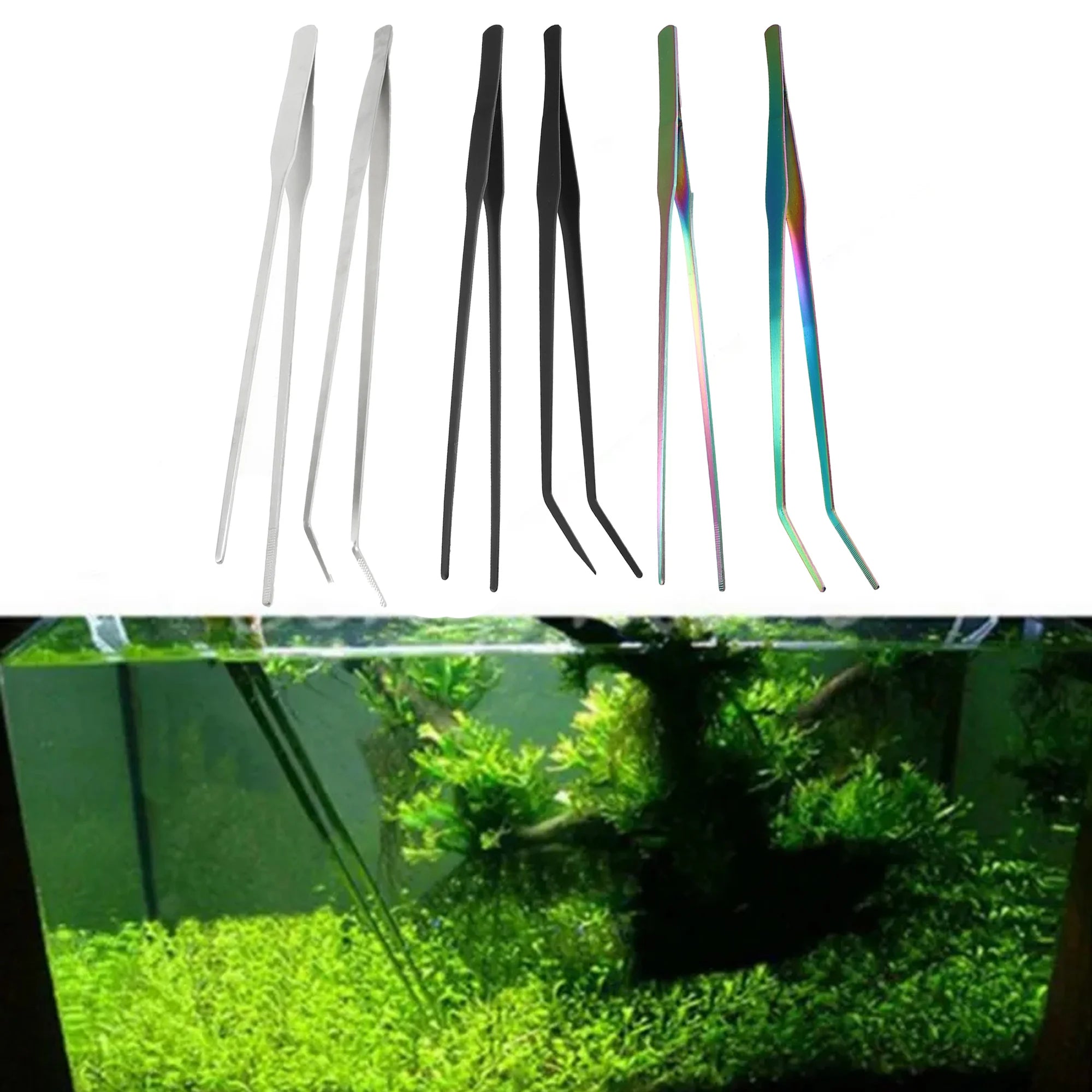 UXCELL Aquarium Tweezer Tools Fish Tank Cleaning Tool Water Plants Clipping Plier Grass Stainless Pet Supplies Accessories