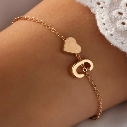 Fashion English Initial Letter Heart Bracelet DIY Personalized Name Bracelets Girls Women Anniversary Jewelry Gifts