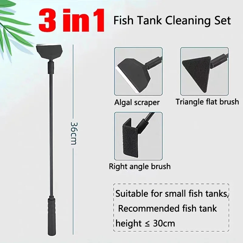 Aquarium Algae Tank Cleaner Set Fish Tanks Cleaning Tools Kit Aquarium Cleaner Fish Tank Net Scraper Sponge Accessories